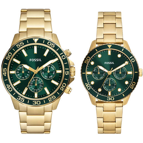 Fossil Bannon Green Dial Pair 45mm & 38mm BQ2754SET