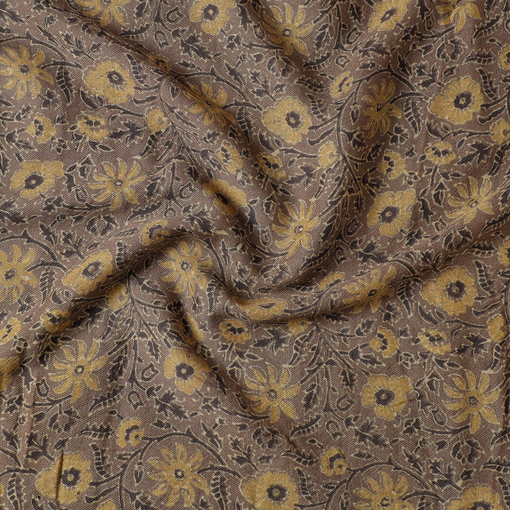 KACHCHH JI CHHAAP Brown - Ajrakh Block Printing Natural Dyed Pure Wool Precut Fabric - view 2
