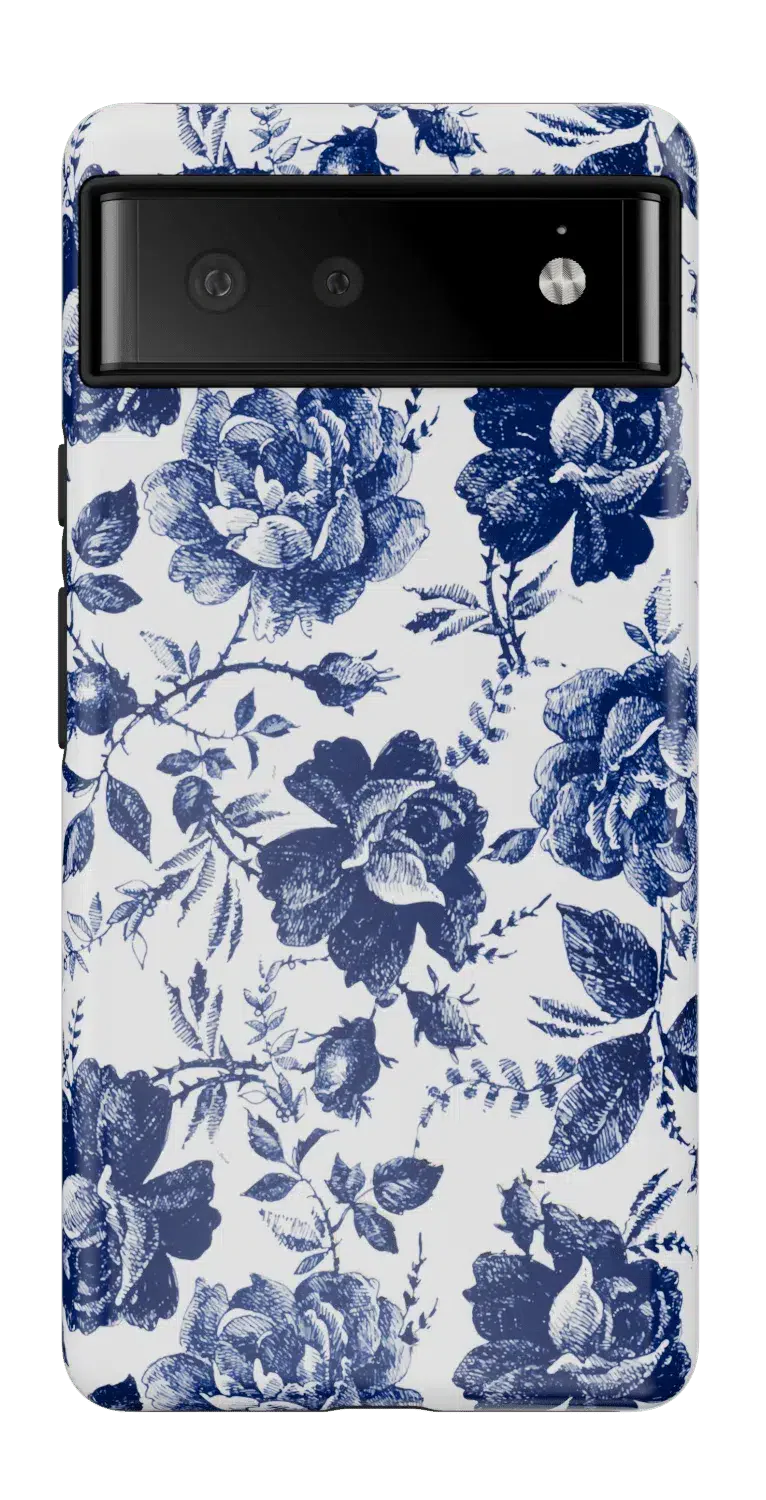 Casetry Rose to Fame | Blue & White Rose Floral Google Pixel Case