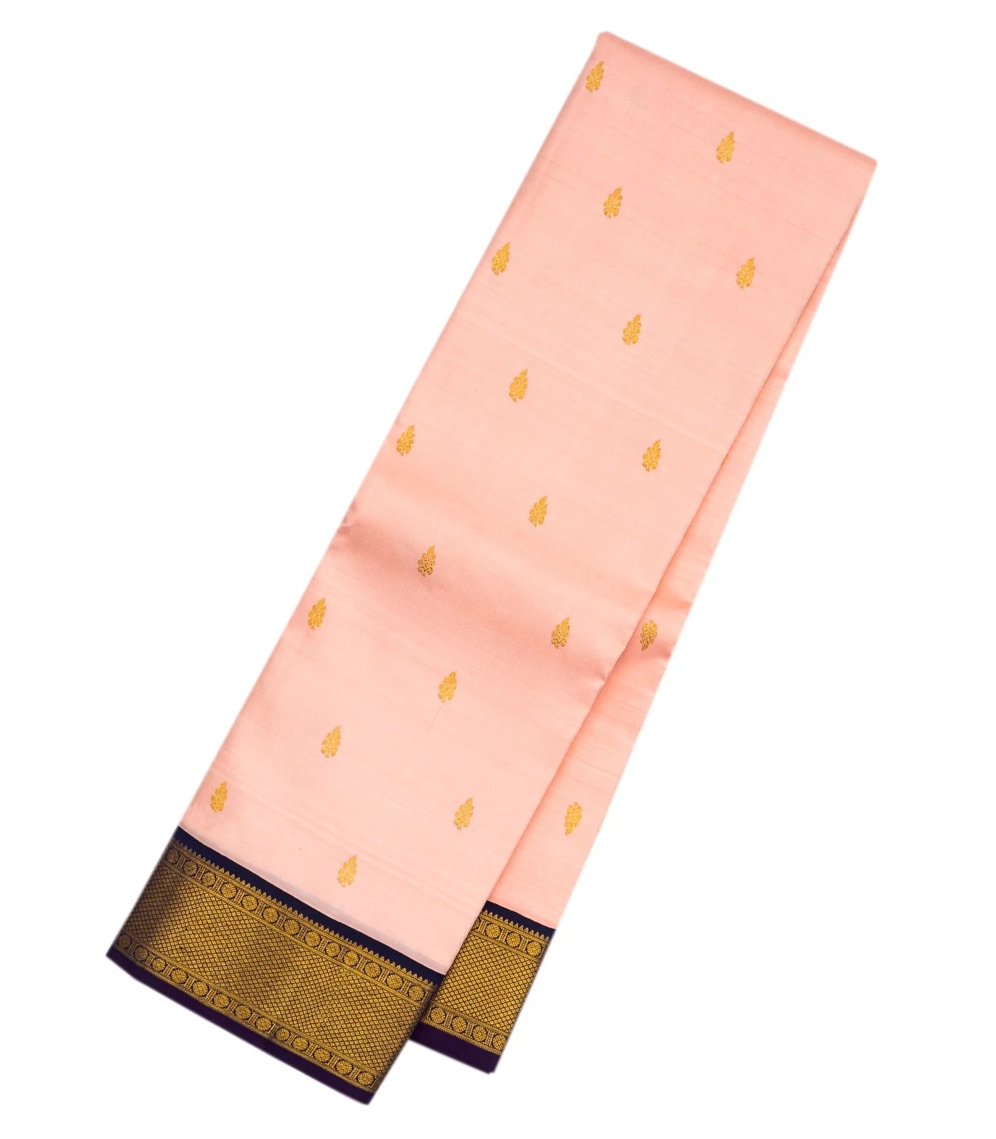 RmKV Baby Pink Handloom Kanchipuram Korvai Silk Saree With Contrast Border