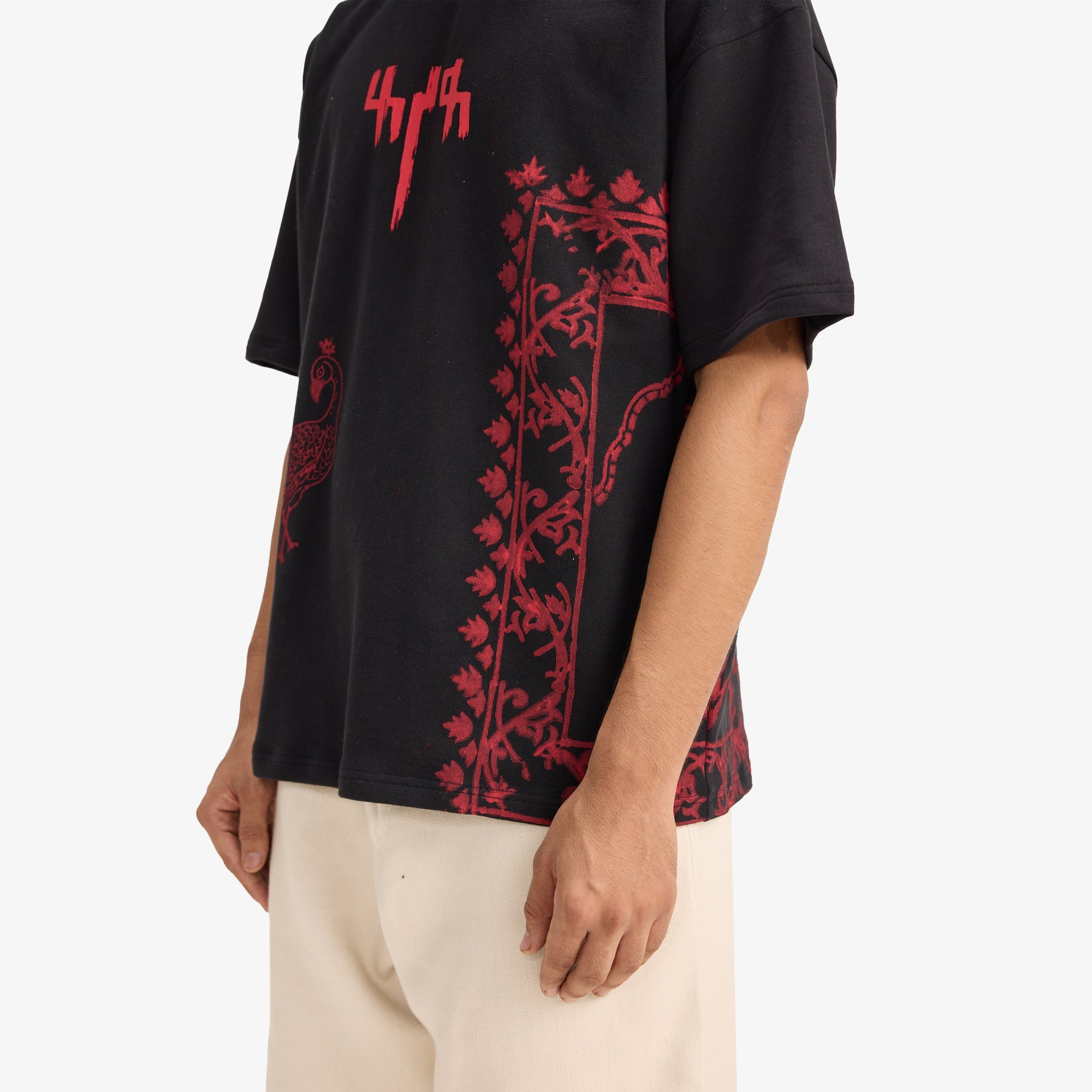 F A R A K | By My Side Block Print T-shirt { Black/black - view 4