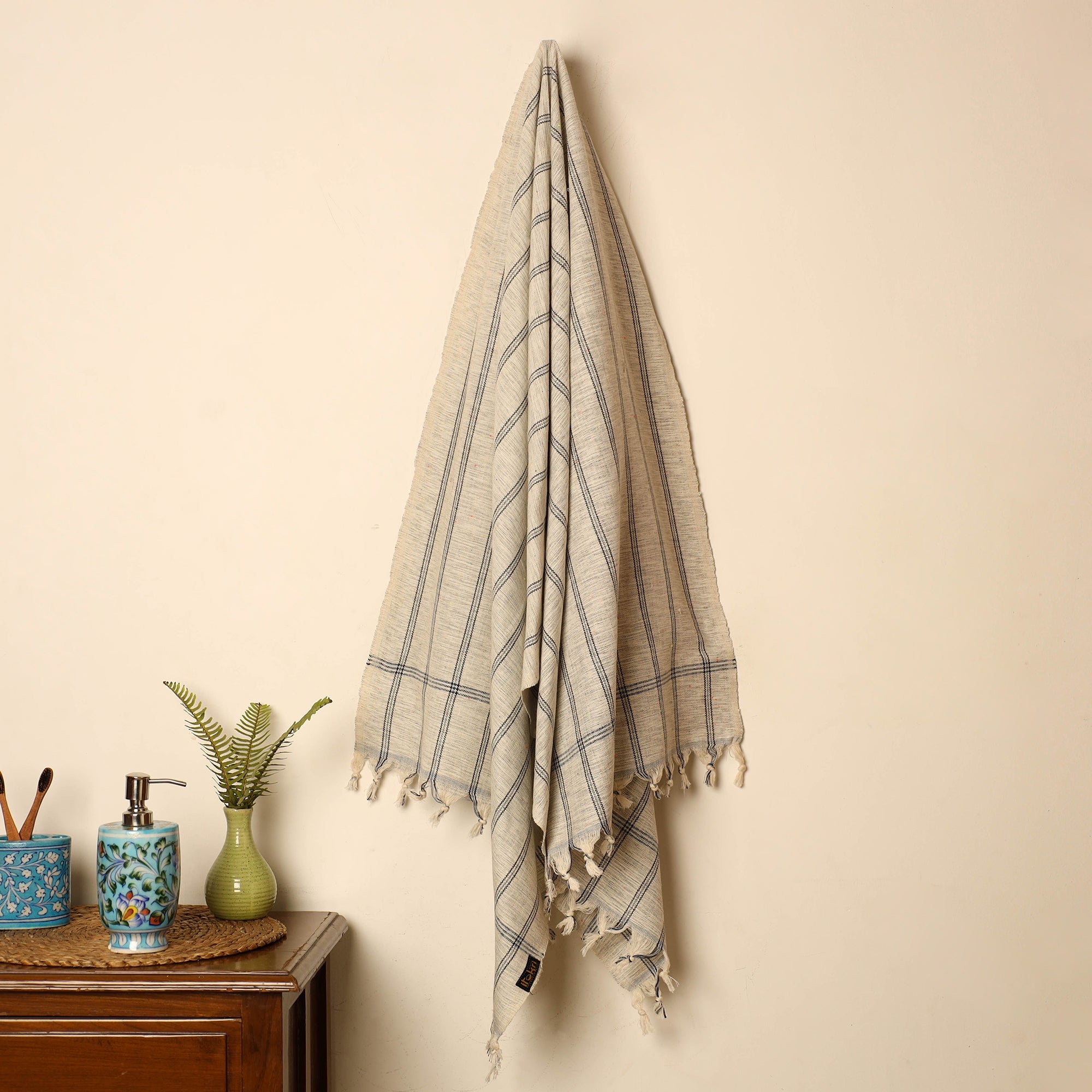 GWALIOR HANDLOOMS Beige - Handloom Fine Cotton Gamcha Bath Towel 22