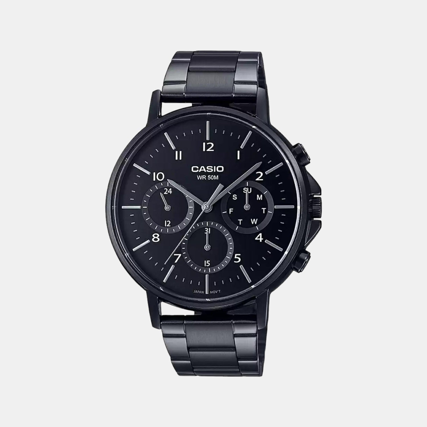 Casio Enticer Men Quartz Black Dial Chronograph Stainless Steel Watch A1846