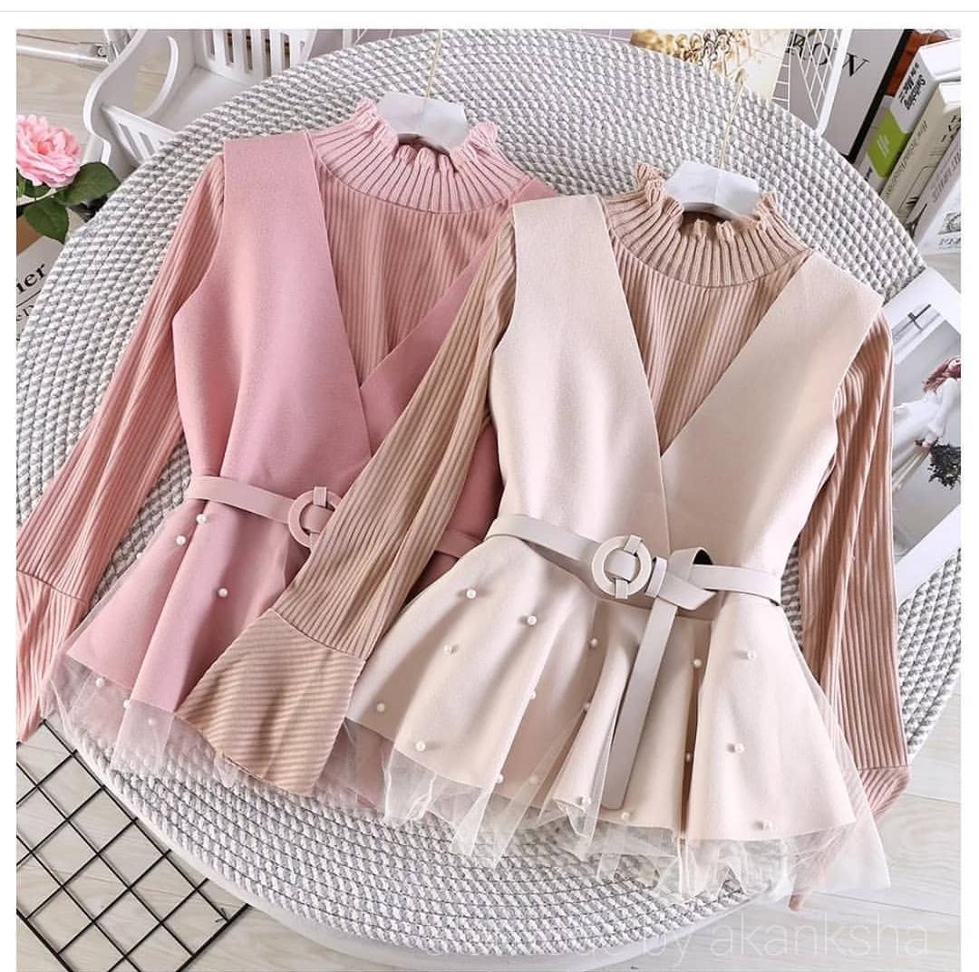 Alamode By Akanksha Bianca Sweater and Cape Set with Belt