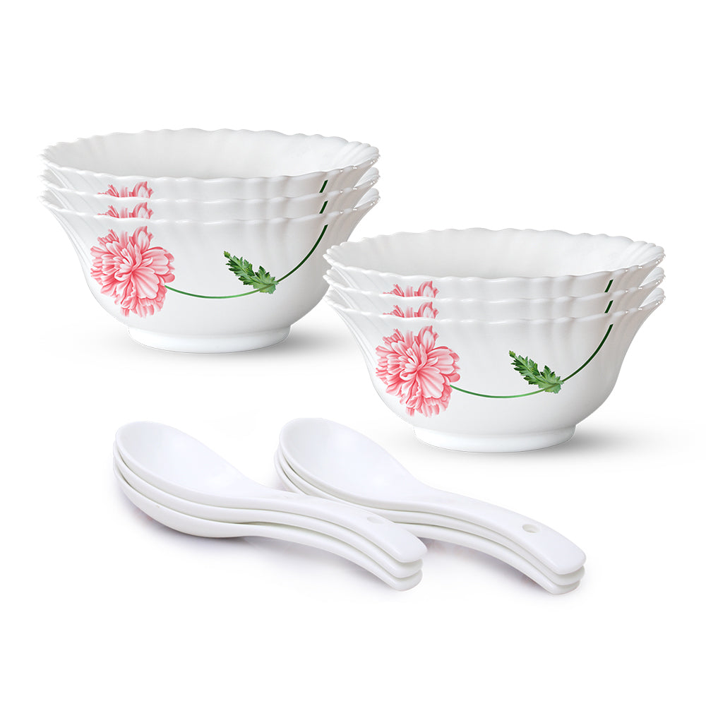 My Borosil Larah by Borosil Red Mist Soup Bowl w Spoon