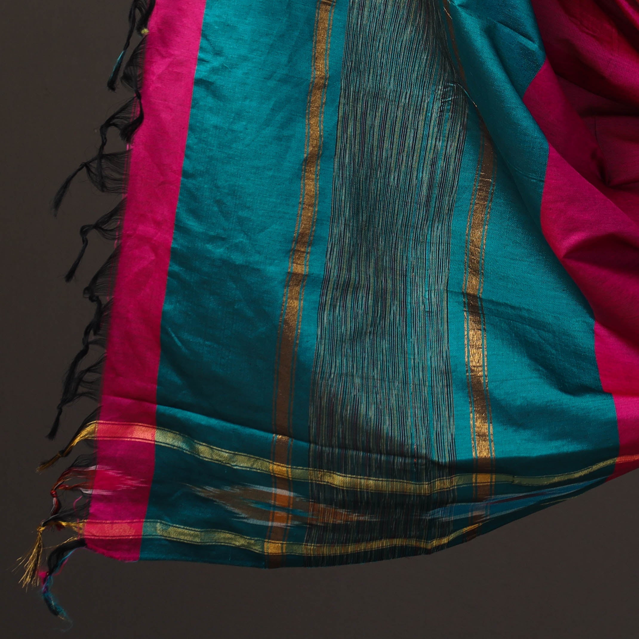 SOUTH KARGHA Green - 3pc Handloom Silk Cotton Pochampally Ikat Dress Material 20 - view 4