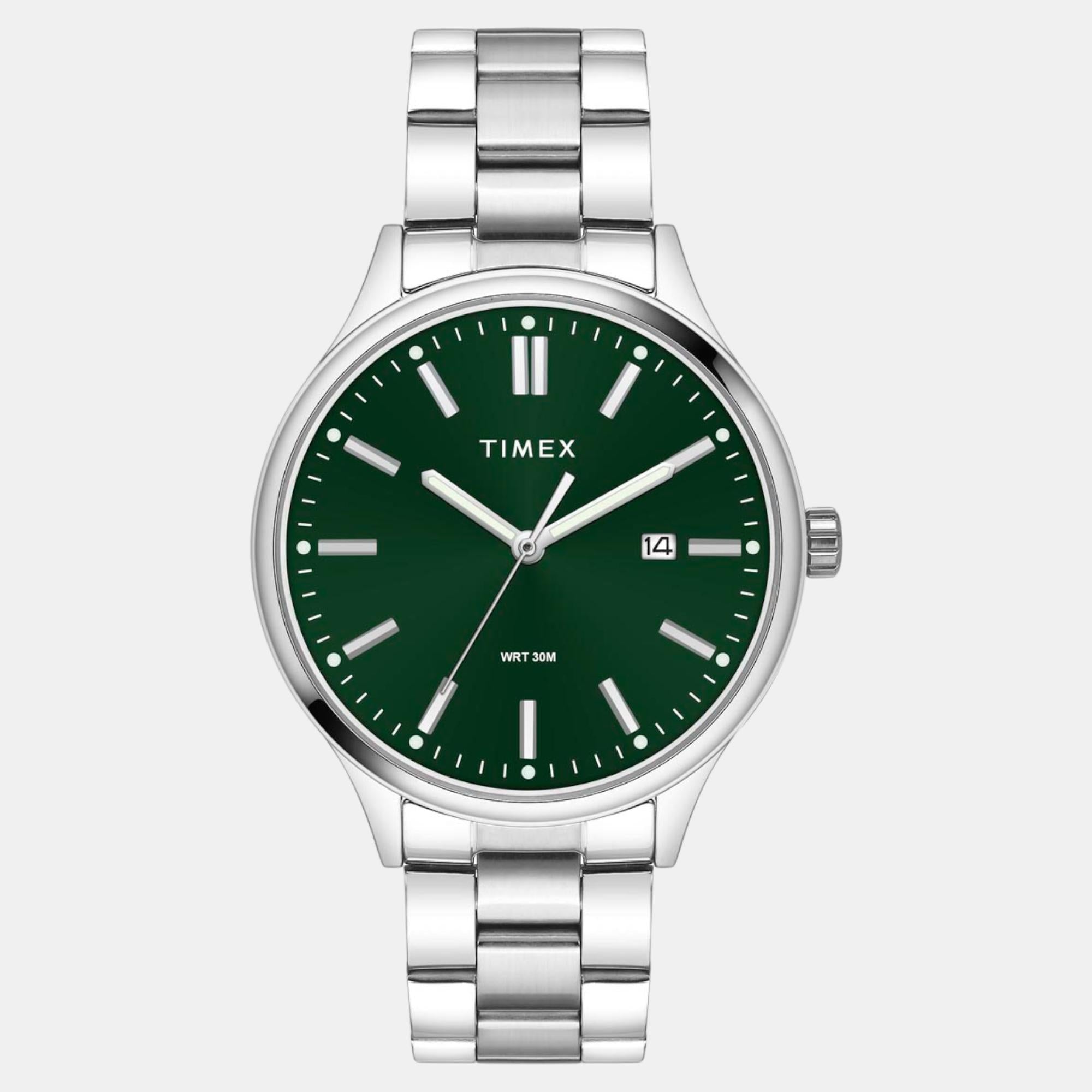 Timex Fashion Men Quartz Green Dial Analog Stainless Steel Watch TWEG18432