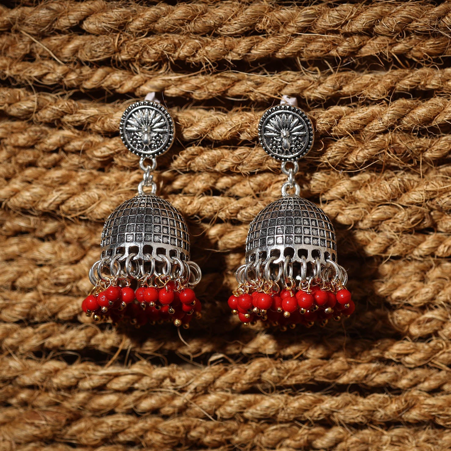 JALPARI Anushka Handcrafted GS Beaded Jhumki Earrings - view 2