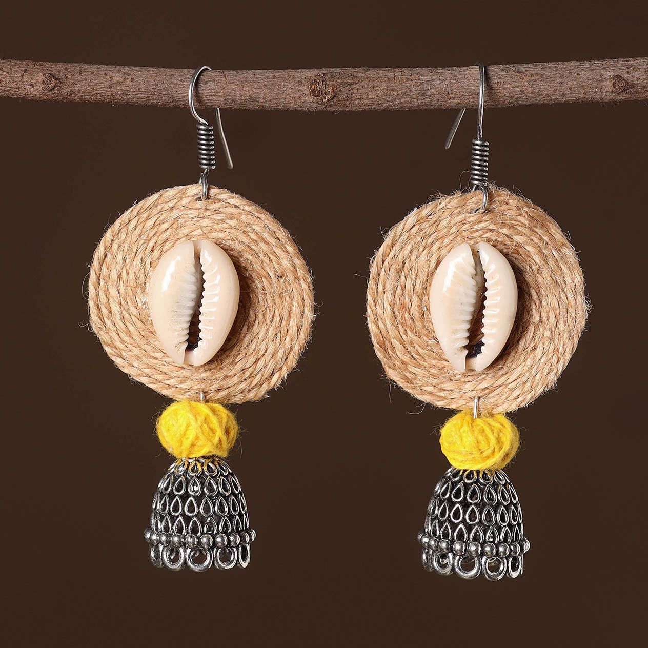 JALPARI Aashi German Silver Jute Jhumki Earrings - view 2