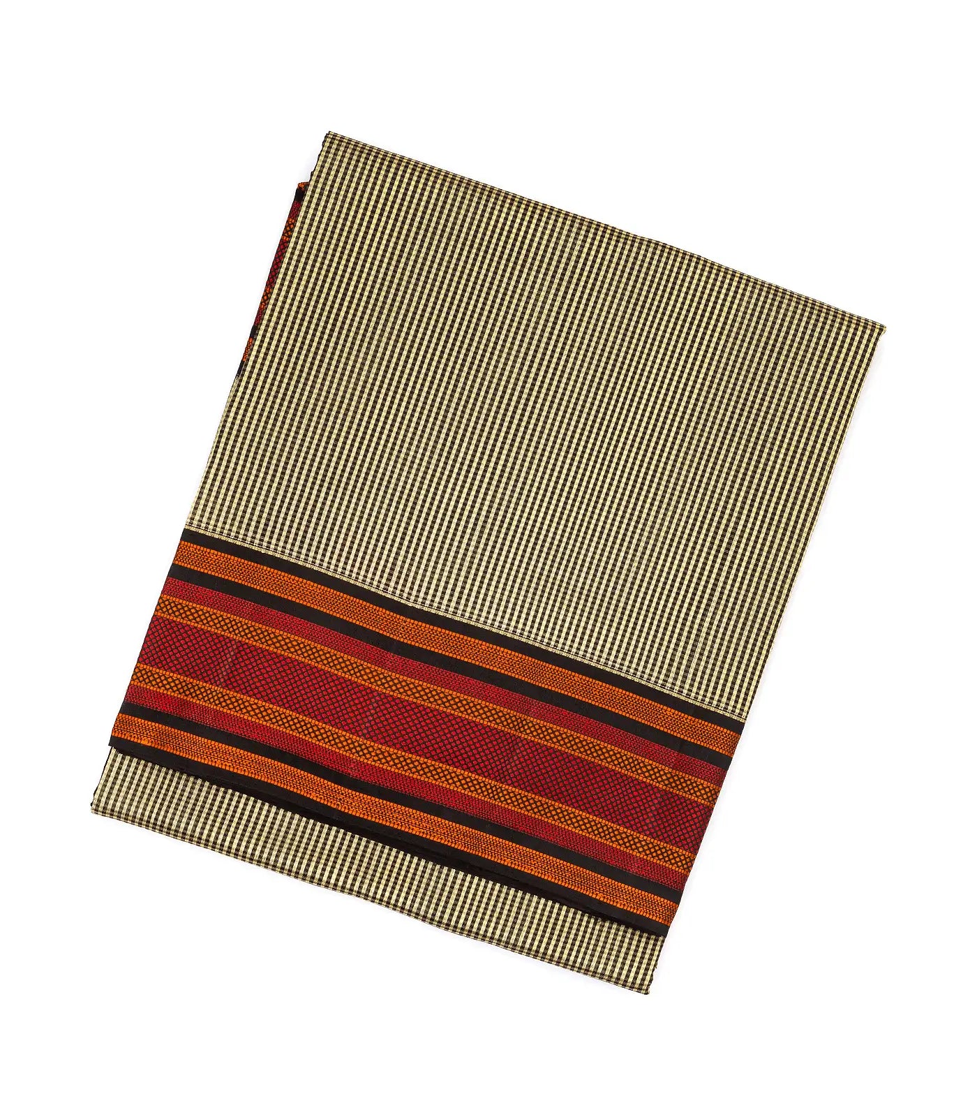 RmKV Black Handloom Kora Silk Saree With Checks & Thread Work Border