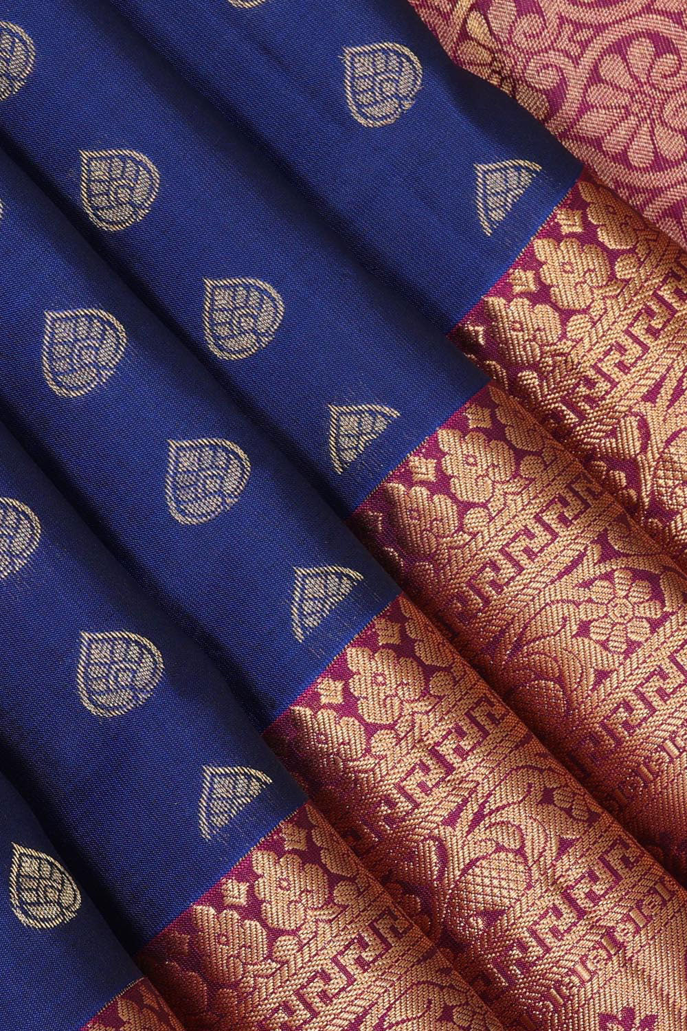 Kalanjali Gorgeous Indigo Blue Saree – Women's - view 2
