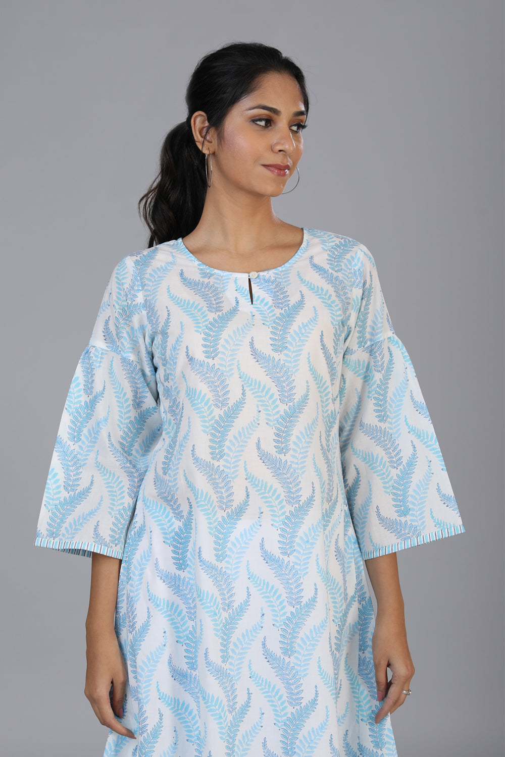 Kalanjali Ethnics Hand block printed kurti – Women's, White - view 4