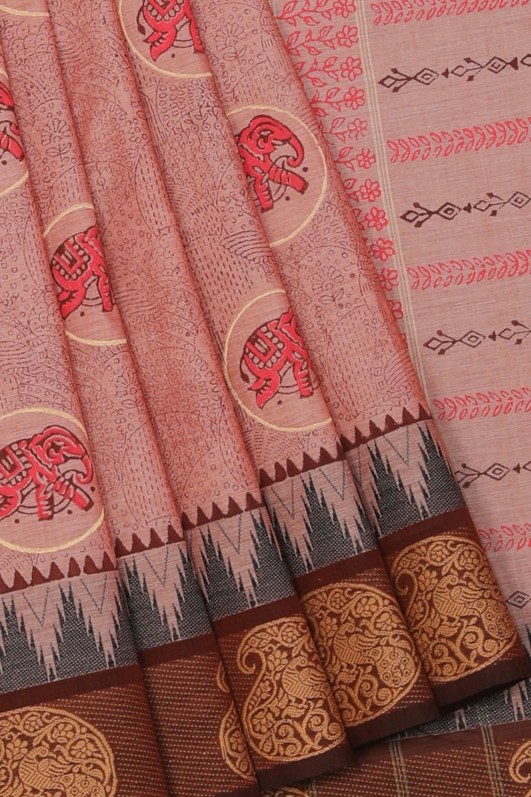 Kalanjali Ethnics Hand block printed cotton saree