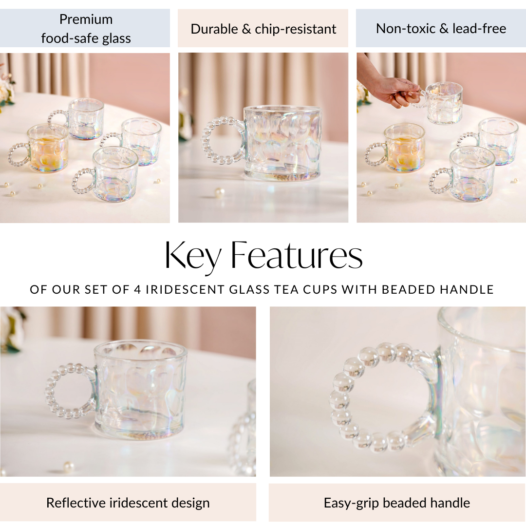 Nestasia Set Of 4 Iridescent Glass Tea Cups 325ml - view 5