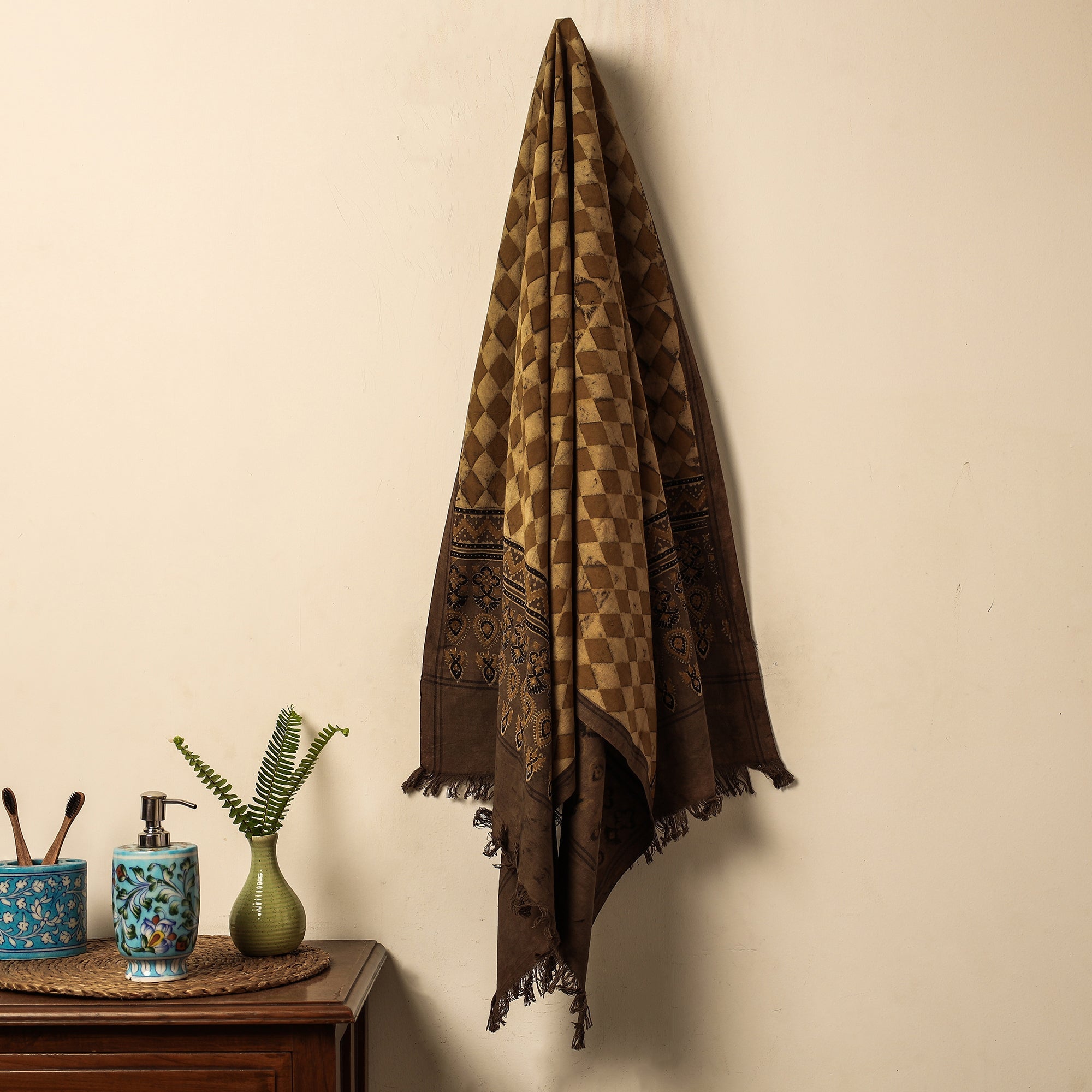 KACHCHH JI CHHAAP Brown - Block Print Cotton Ajrakh Handloom Towel