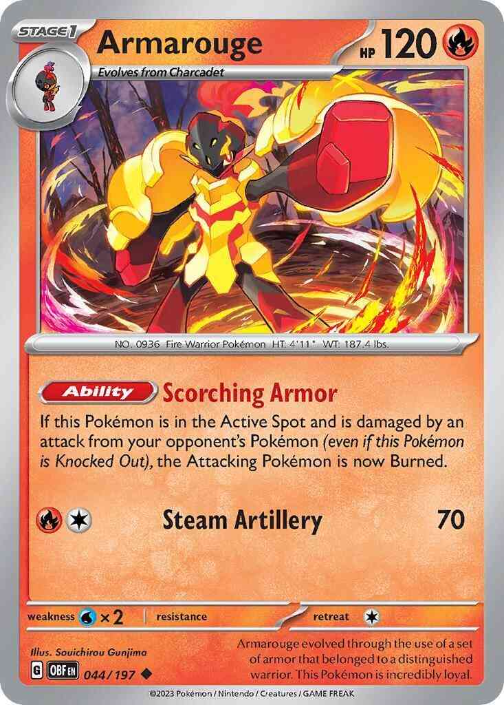 Uncommon sv03-044 non-holo – Pokémon Armarouge - 044/197 - Uncommon [sv03-044] [Non-Holo]