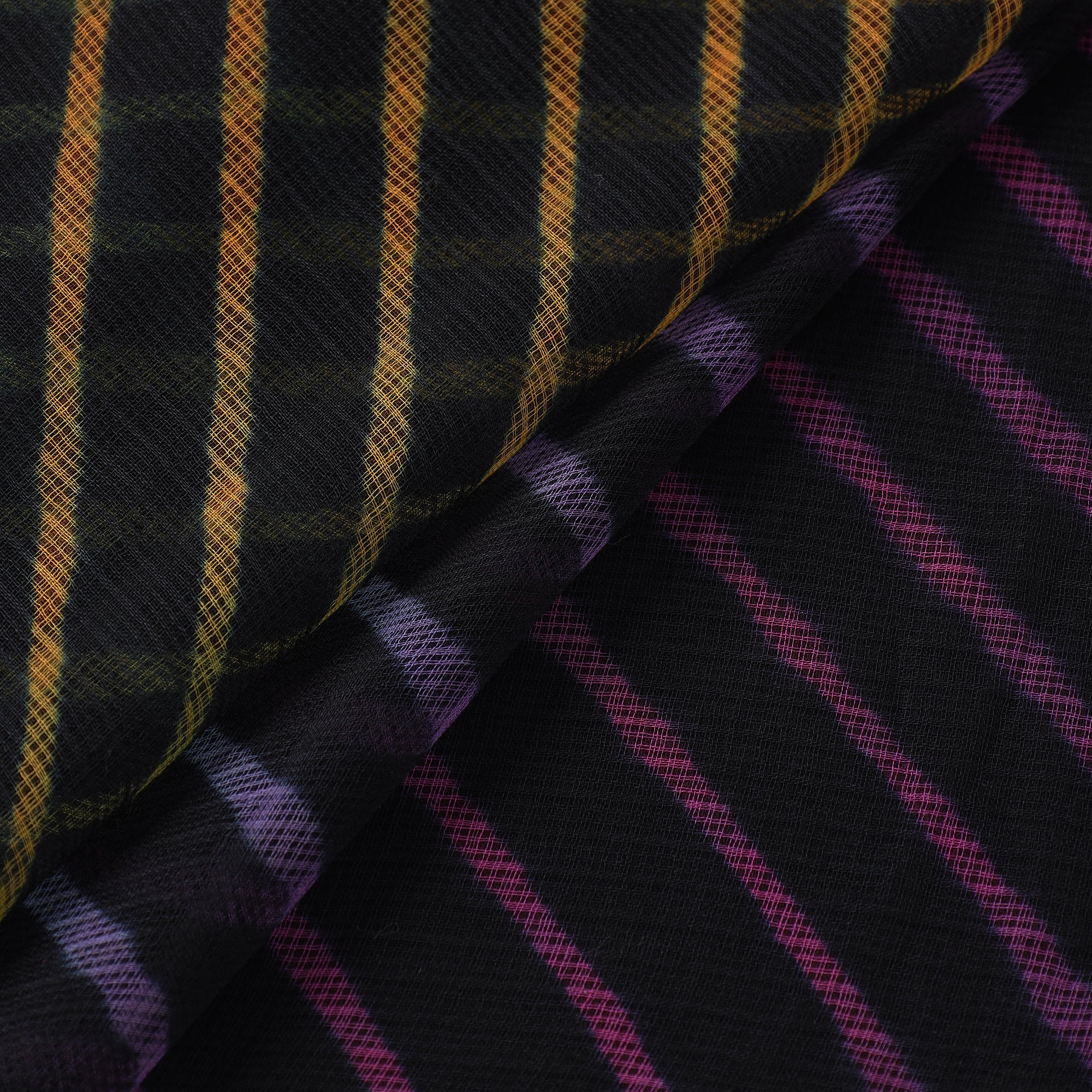 LEHARIYA BY BADSHAH MIYAN Black - Leheriya Tie-Dye Kota Doria Cotton Fabric 04 - view 2