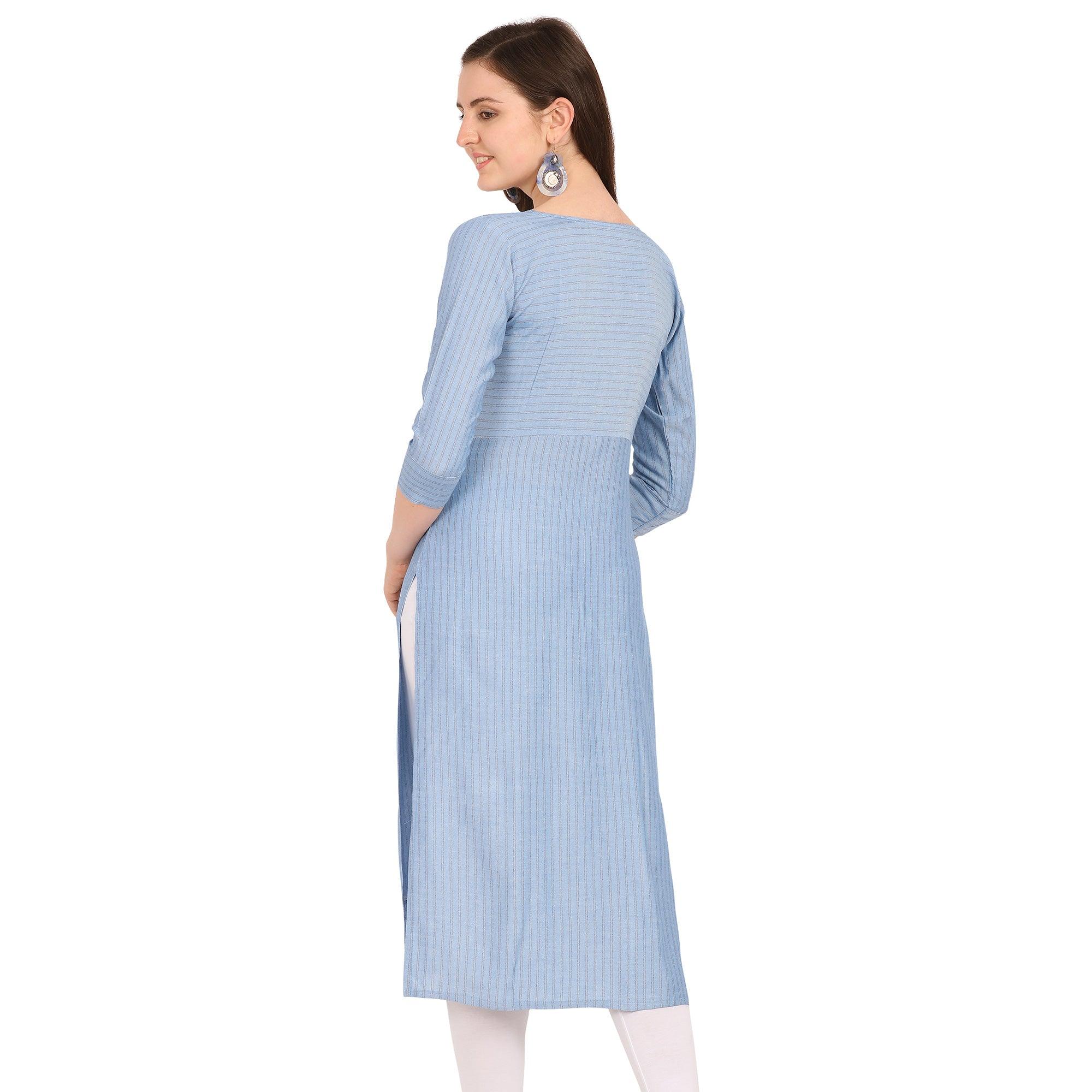 Peachmode Seller Elegant Blue Colored Party Wear Embellished Work Rayon Kurti - view 2