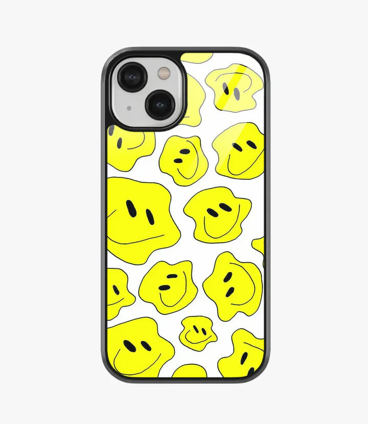 The Case Company Yellow Dripping Smiley Glass Case for iPhone 15
