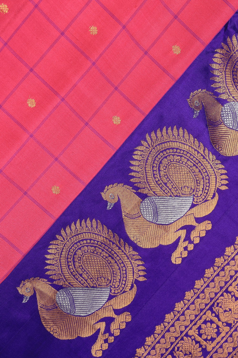 Kalanjali Gadwal Silk Pink Saree – Women's - view 2
