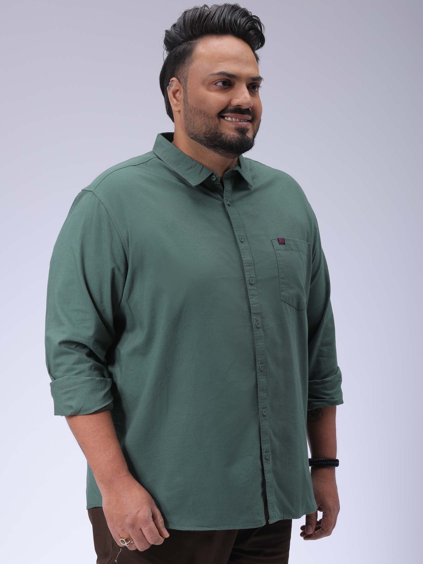 HARDSODA Men's Plus Size Green Regular Fit Solid Casual Shirt - view 5