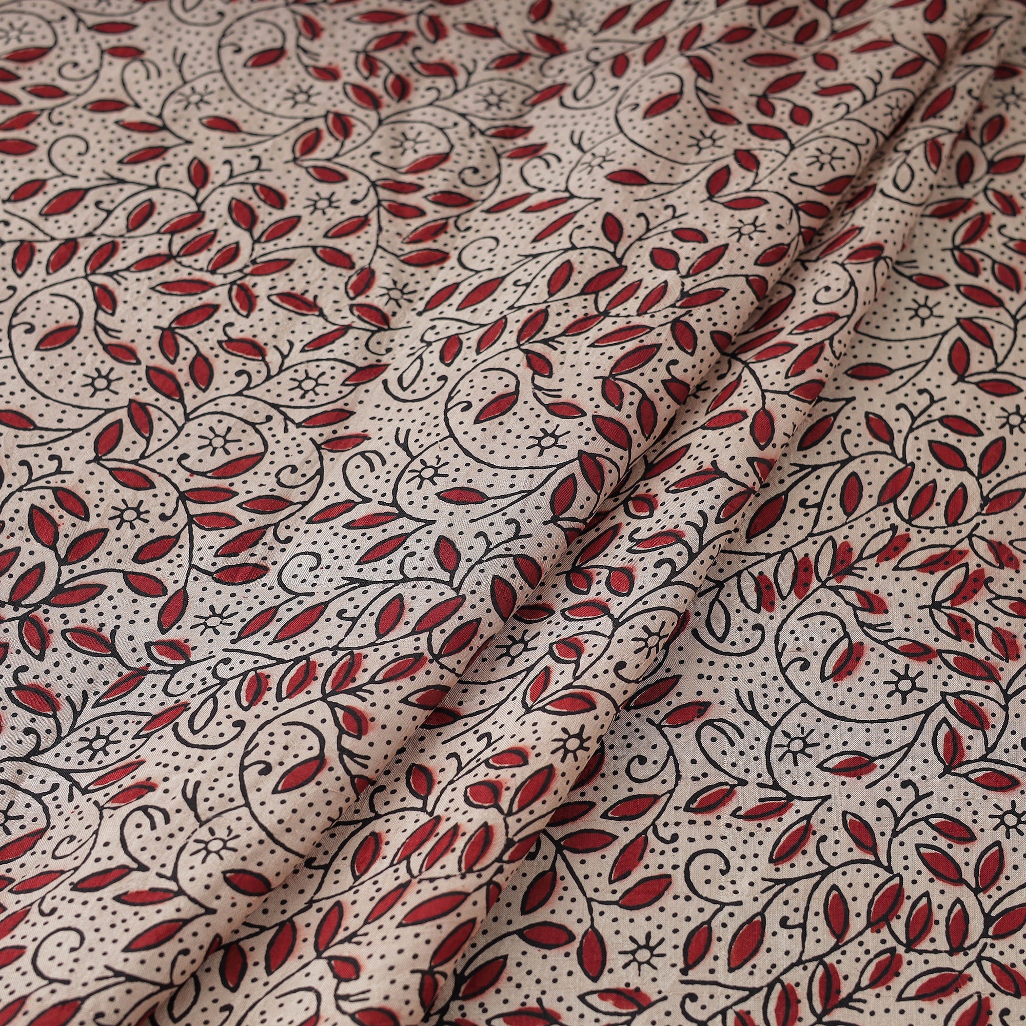 BAGH PRINTS BY UMAR FARUK KHATRI Beige - Mulberry Silk Bagh Print Fabric 11 - view 2