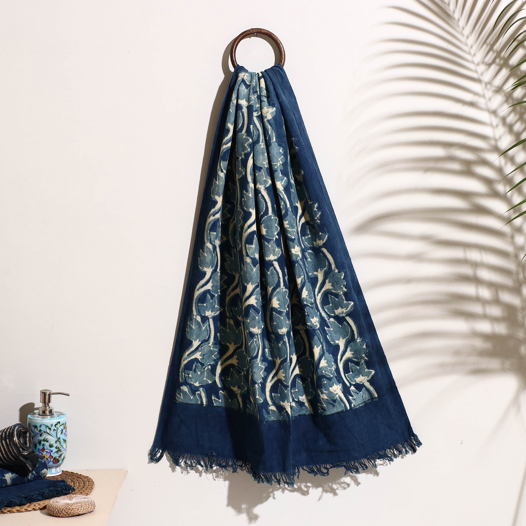 BINDAAS UNLIMITED Blue - Bindaas Block Printed Handloom Cotton Towel