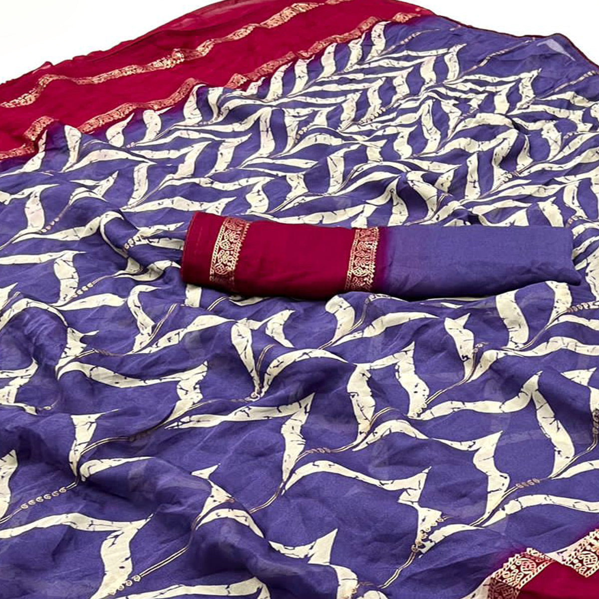 Peachmode Lavender Printed Georgette Saree – Women's - view 2