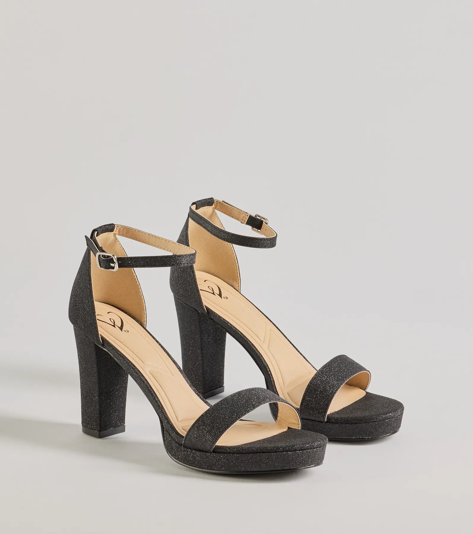 Windsor Sparkle And Glow Glitter Mesh Platform Heels