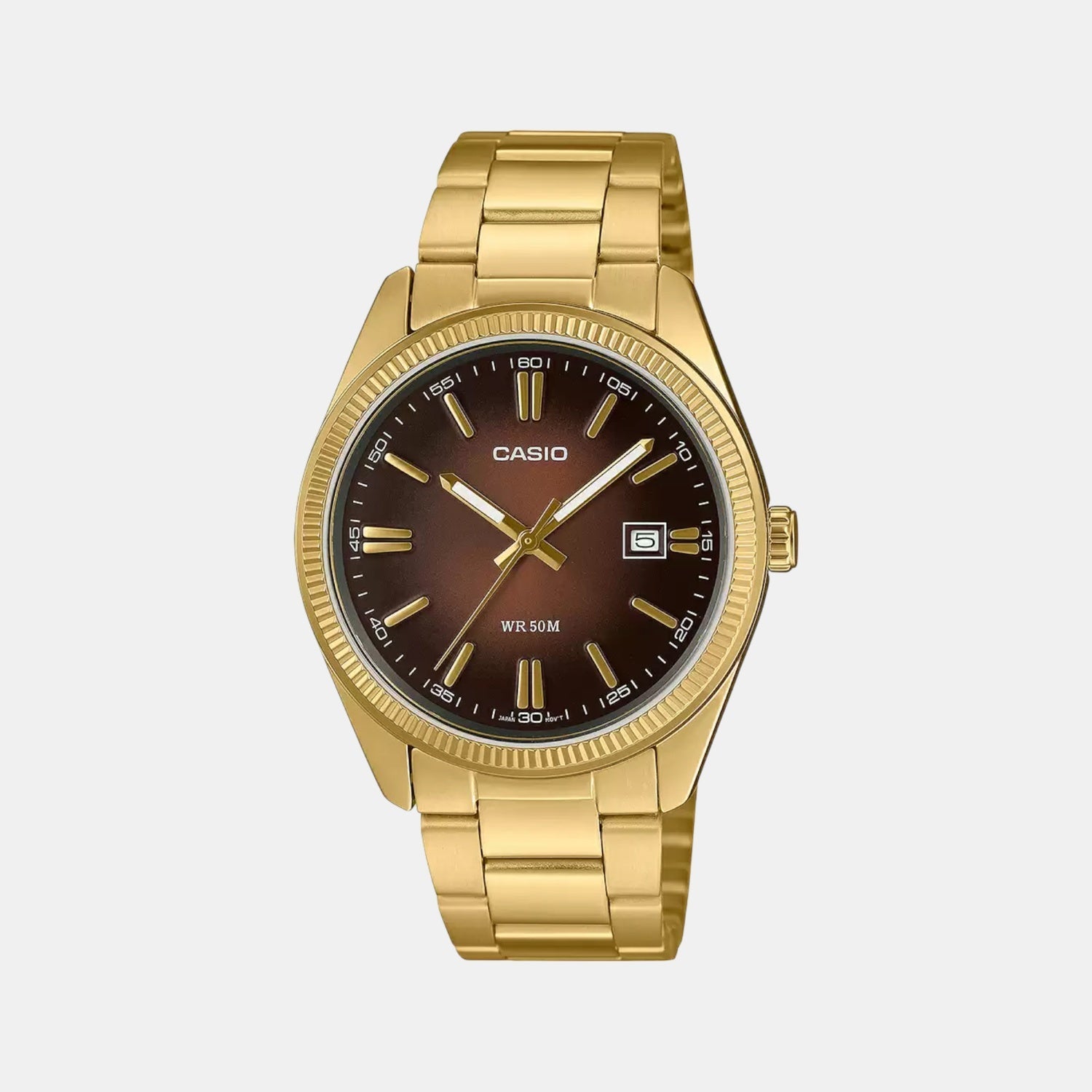 Casio Enticer Men Quartz Brown Dial Analog Stainless Steel Watch A2375