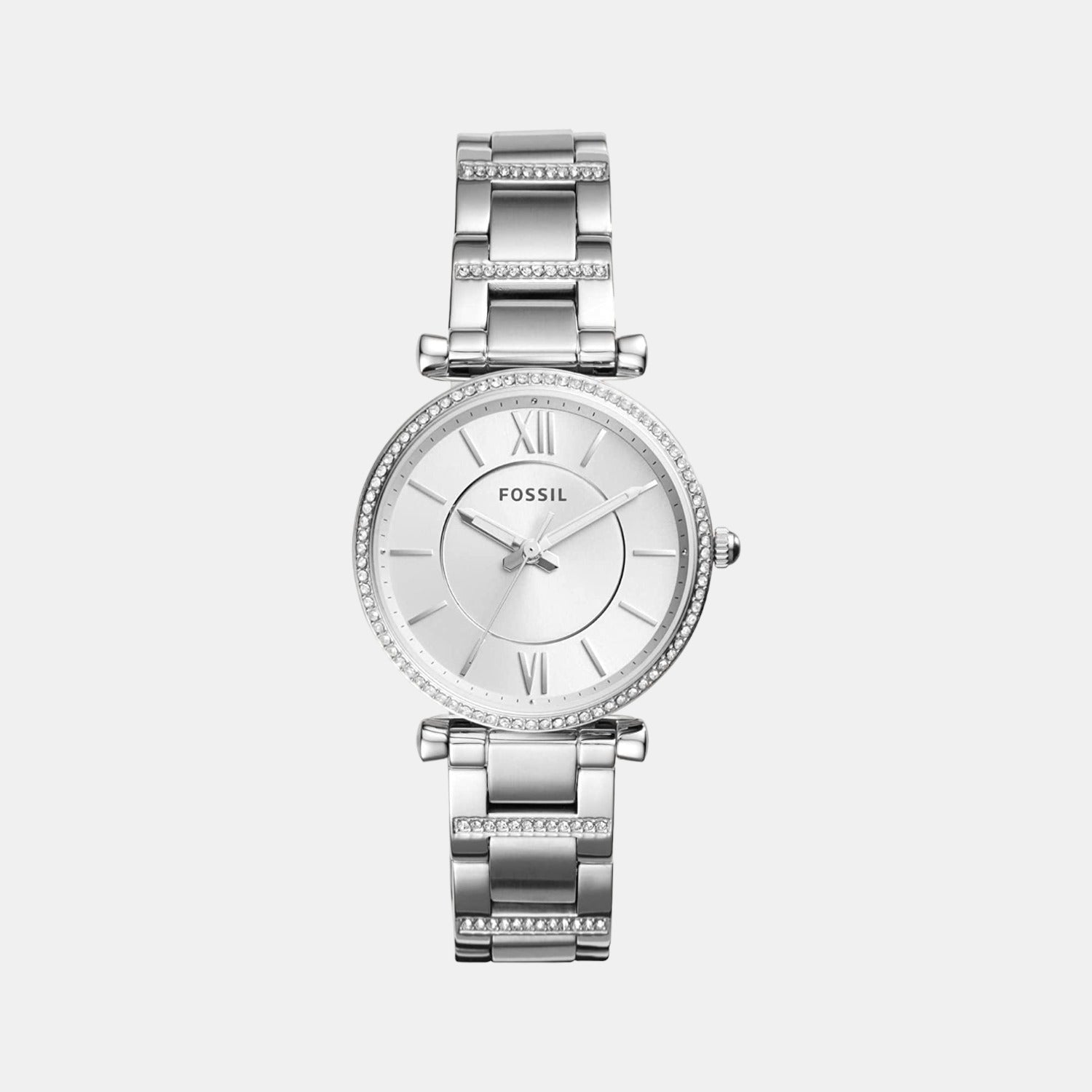 Fossil Carlie Women Quartz Silver Dial Analog Stainless Steel Watch ES4341