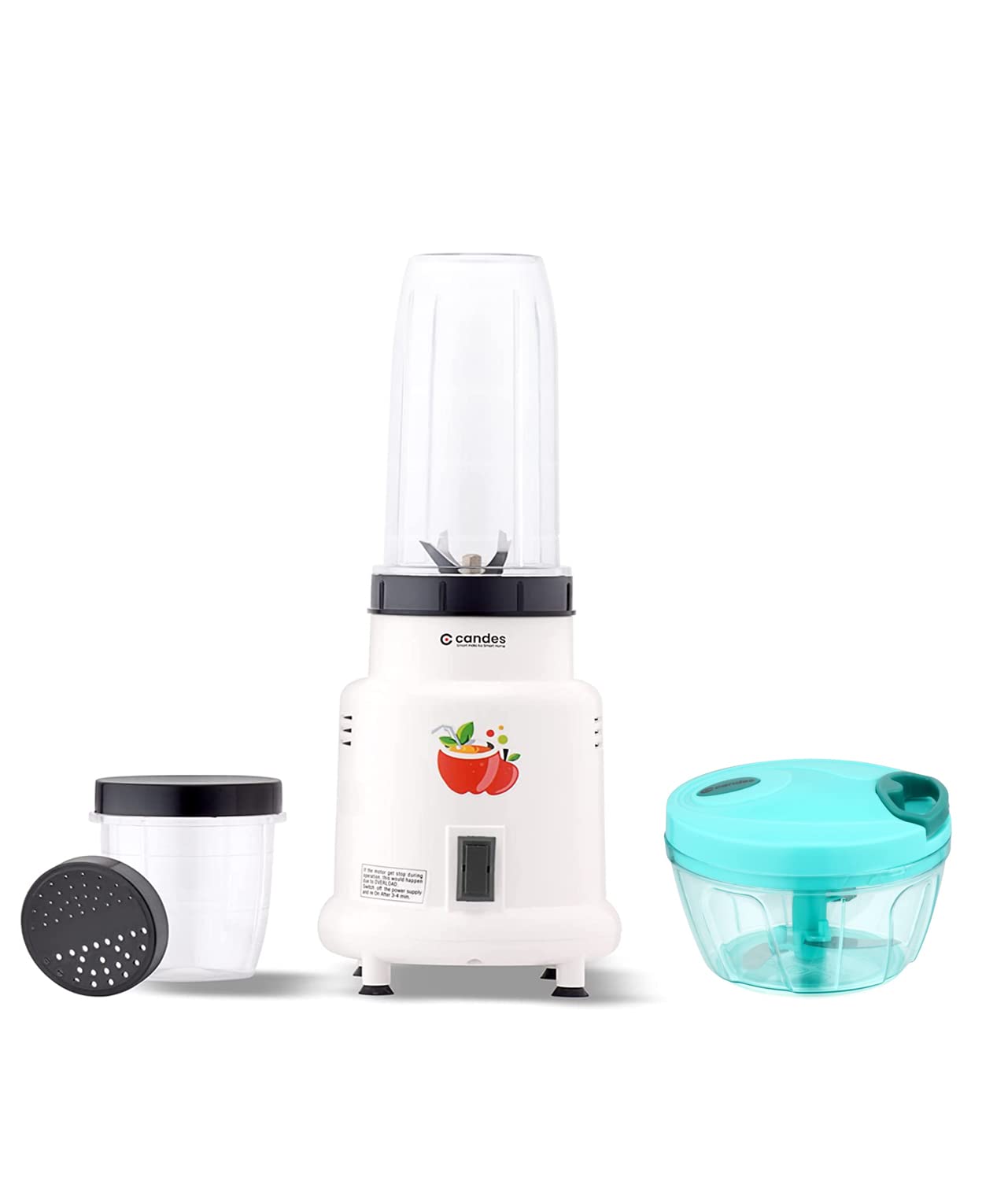 Candes Hector Nutri Blender Complete Kitchen Machine, 22000 RPM, SS Blades, 2 Unbreakable Jars, 1 Years Warranty, 400-Watts (White) + Quick Hand Veget