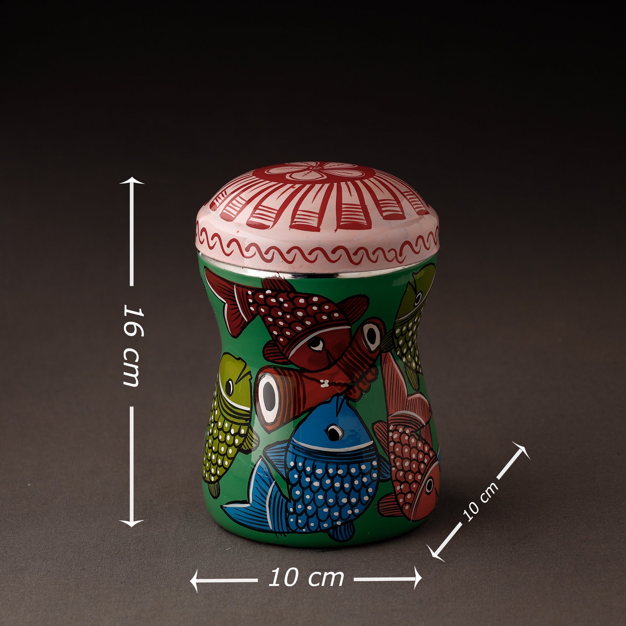 AAYAAS Bengal Patua Handpainted Stainless Steel Multi Utility Container - view 4