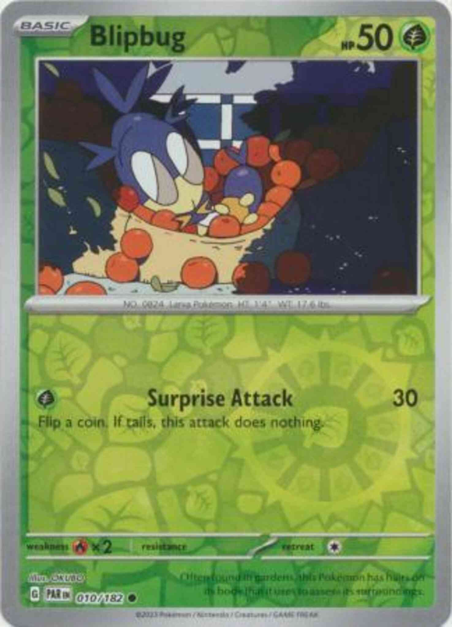 Common sv04-010 reverse – Pokémon Blipbug - 010/182 - Common [sv04-010] [Reverse Holo]