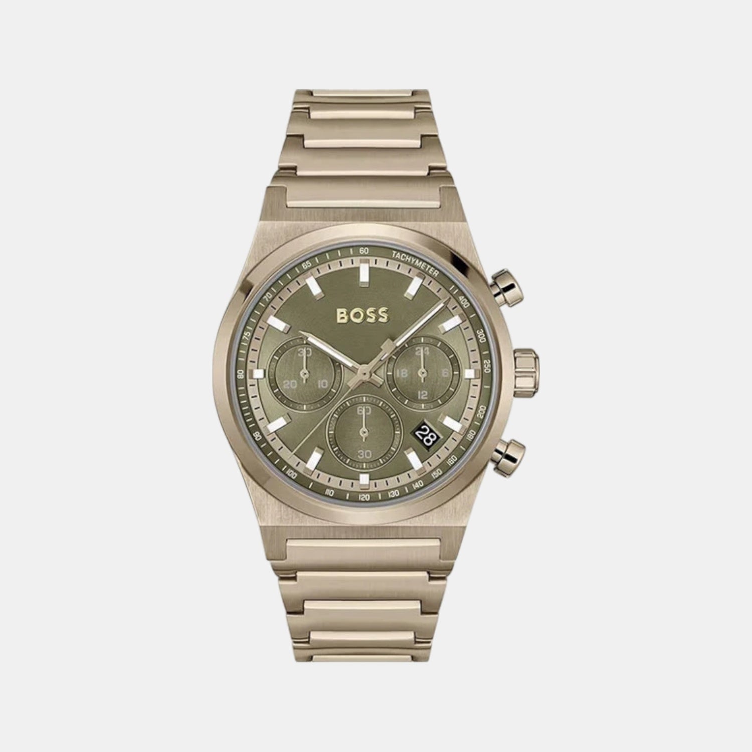 Boss Candor Chrono Men Quartz Olive Green Dial Chronograph Stainless Steel Watch 1514222