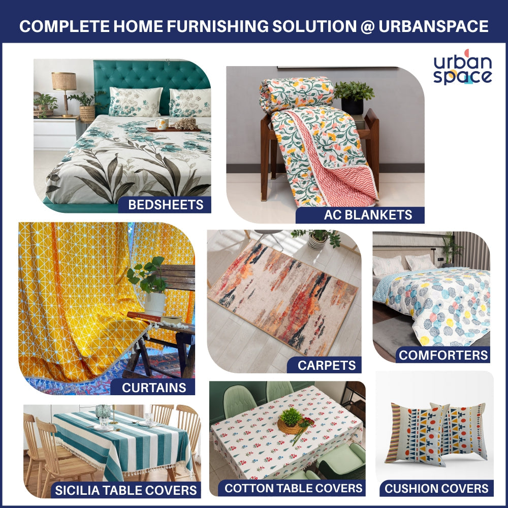Urban Space -Home Furnishing Store Serene 200 TC 100% Cotton Single Bedsheet with Pillow Covers - Floral Feast Turquoise - view 6