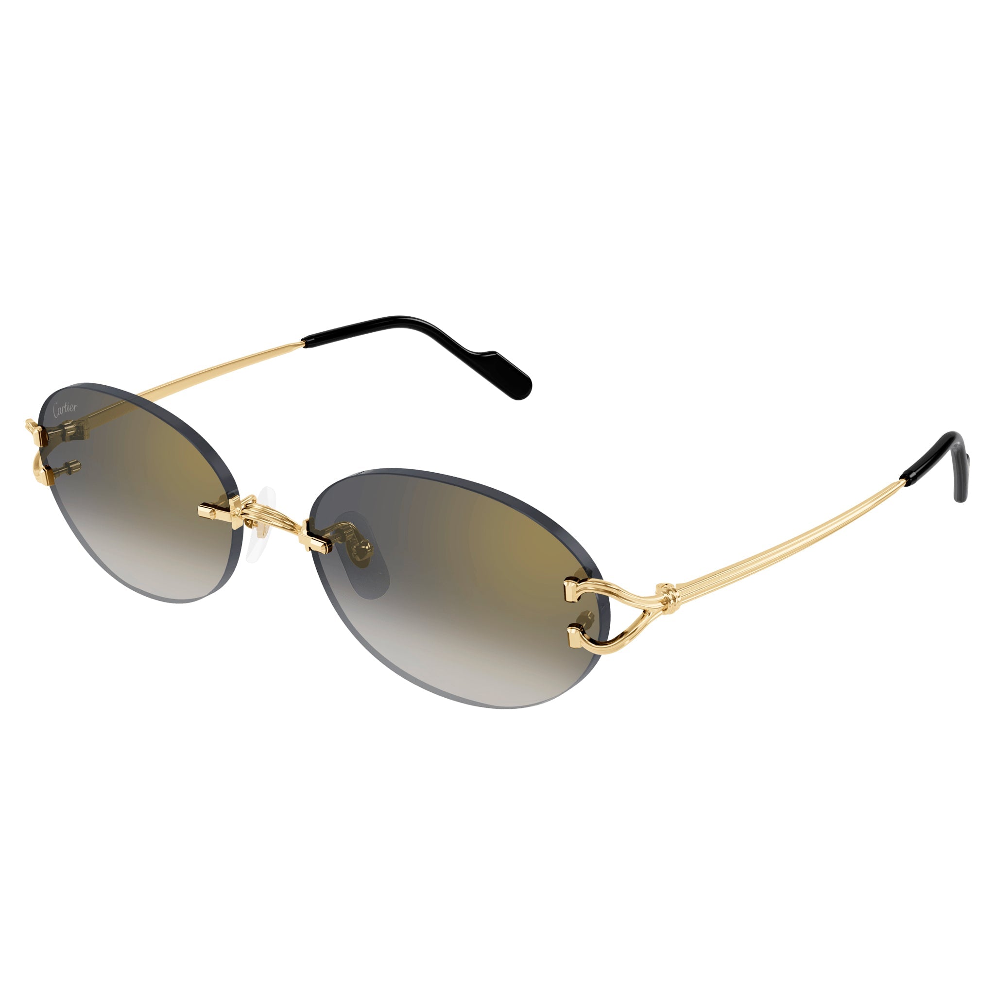 Cartier Eyewear CT0551S-001 Oval C Decor Gold Grey Rimless Sunglasses - view 2