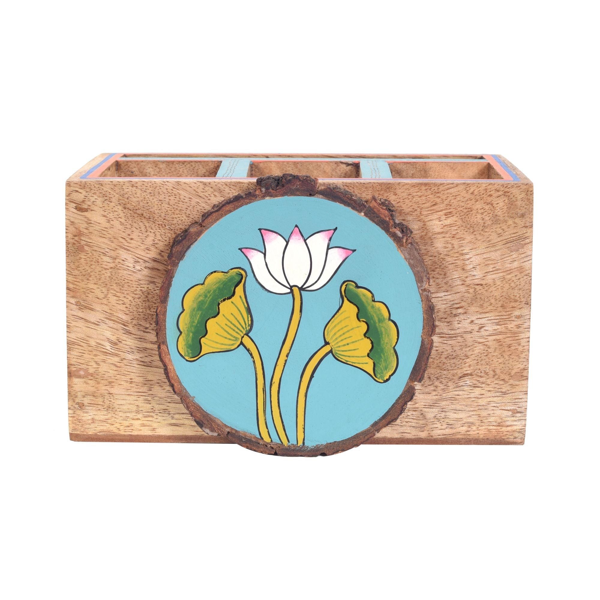 ART CREATIONS BY SUMAN SONTHALIA Beige - Pichhwai Iteeha Cutlery Storage Box - view 3