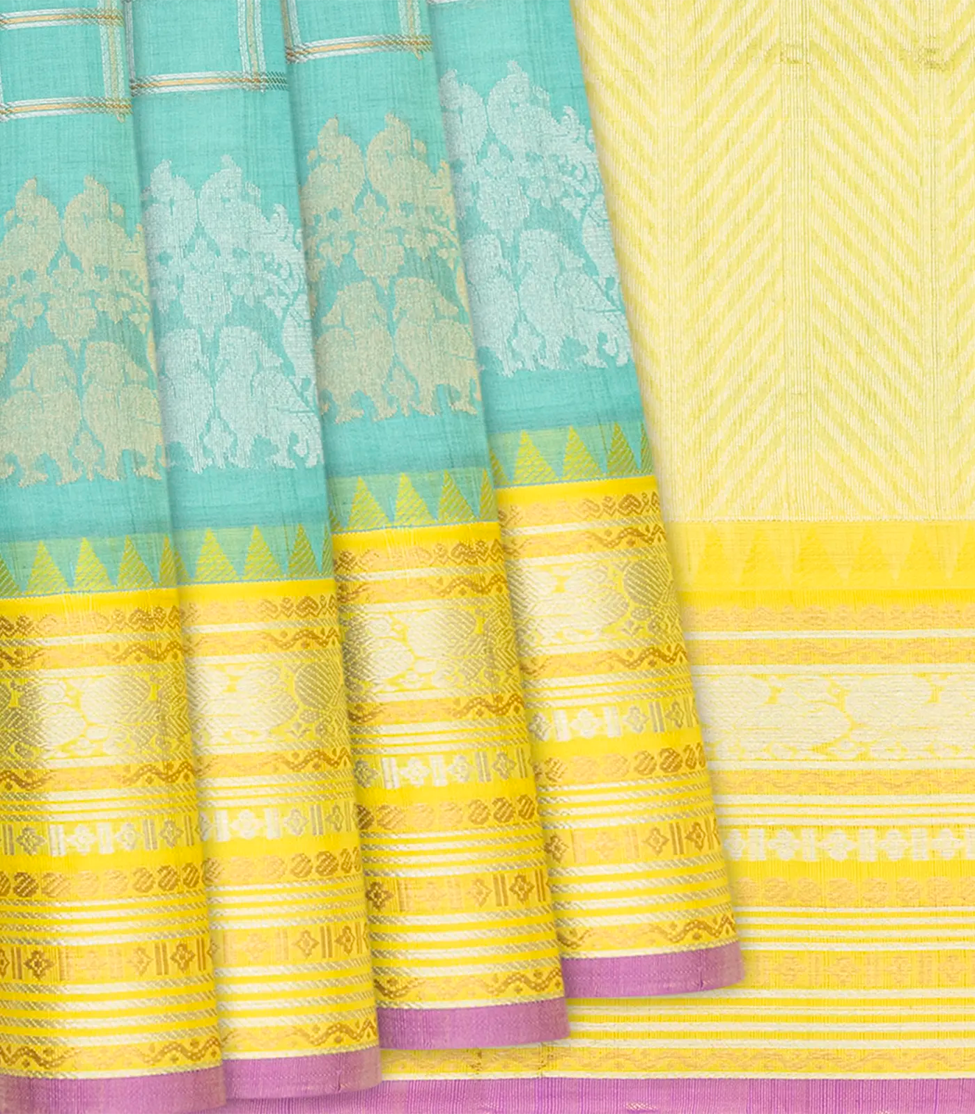 RmKV Light Blue Handloom Chirala Silk Cotton Saree With Annam Motifs-Light Blue
