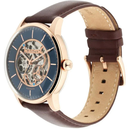 Titan Automatics Blue Dial Automatic Leather Strap watch for Men 44mm NT90110WL02 - view 2
