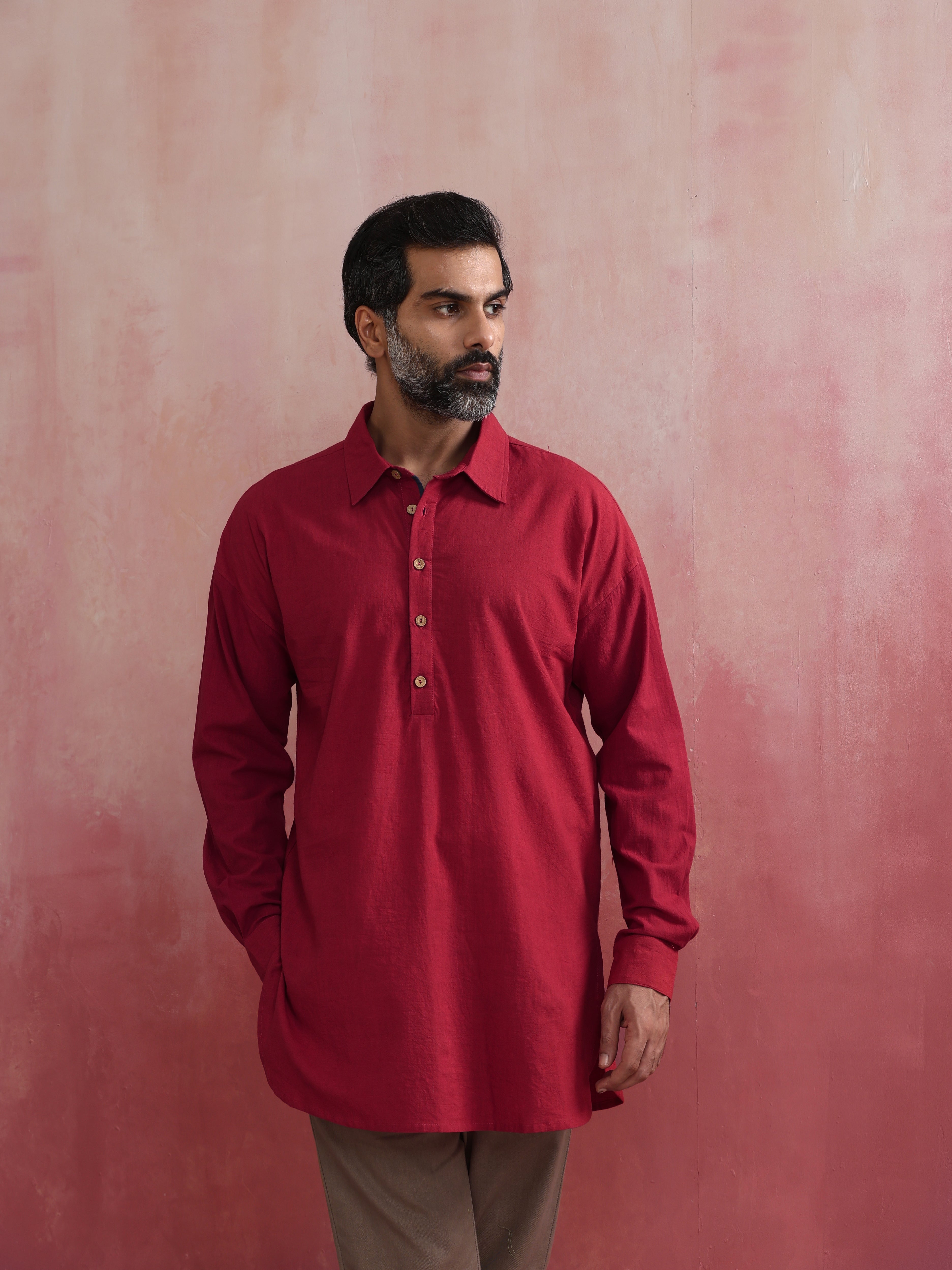 trueBrowns Men's Maroon Kurta - view 2