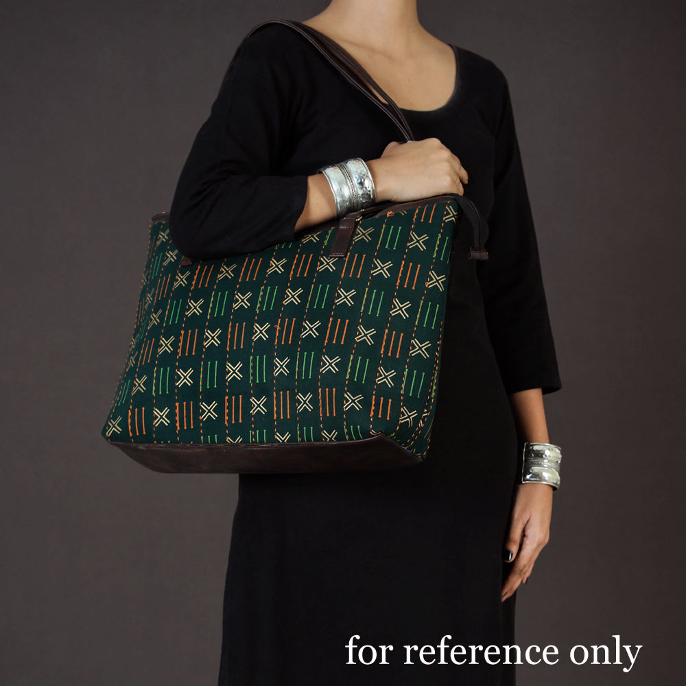 KACHCHH JI CHHAAP Black - Handcrafted Kantha Embroidered Printed Cotton Shoulder Bag - view 2
