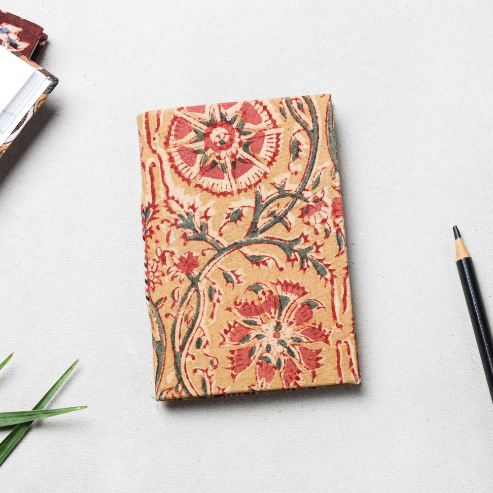 CHUTNEY CRAFT STUDIO Brown - Kalamkari Fabric Cover Handmade Paper Notebook (13 x 9 cm)