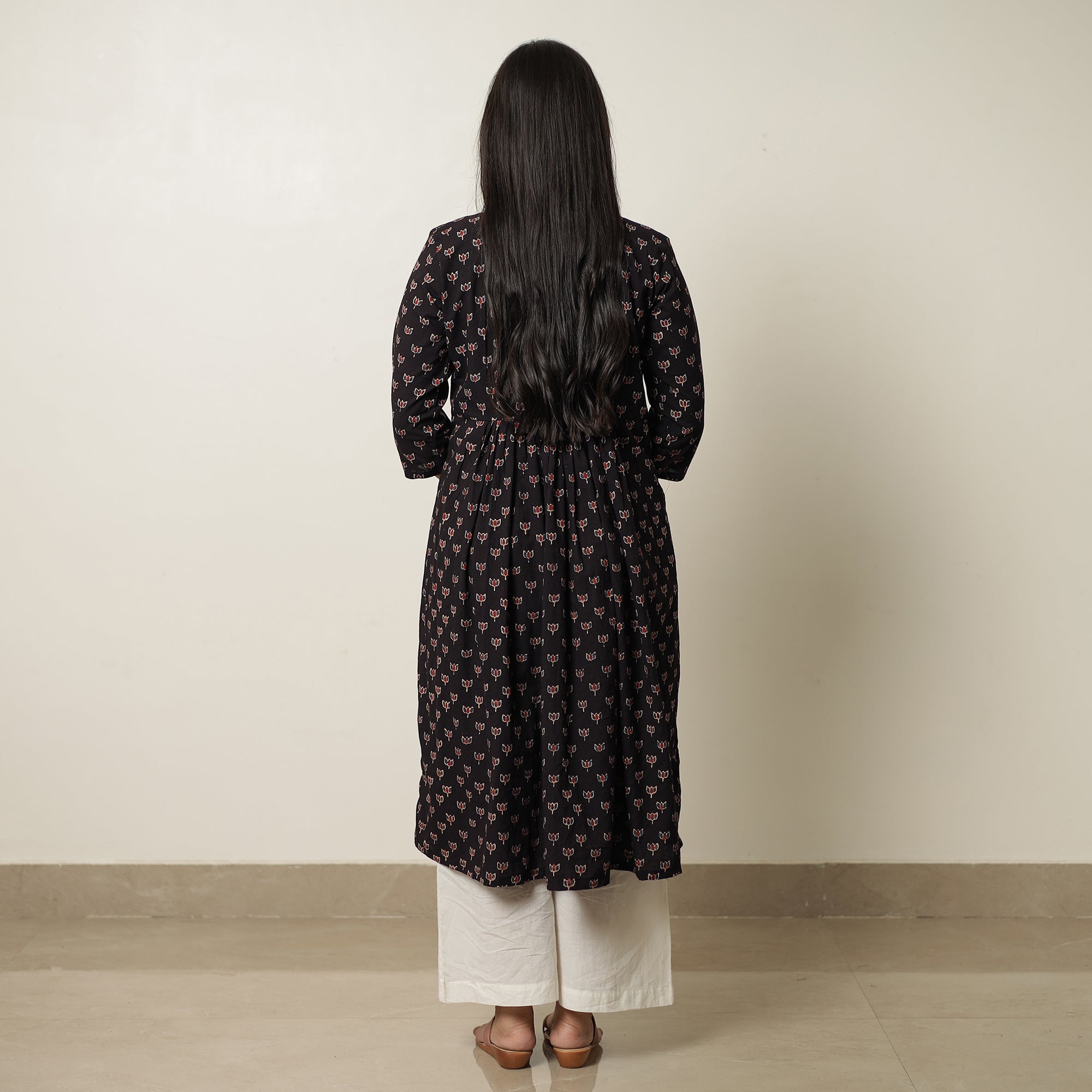 ITOKRI CASUALS Black - Ajrakh Block Printed Cotton Flared Kurta 03 - view 4