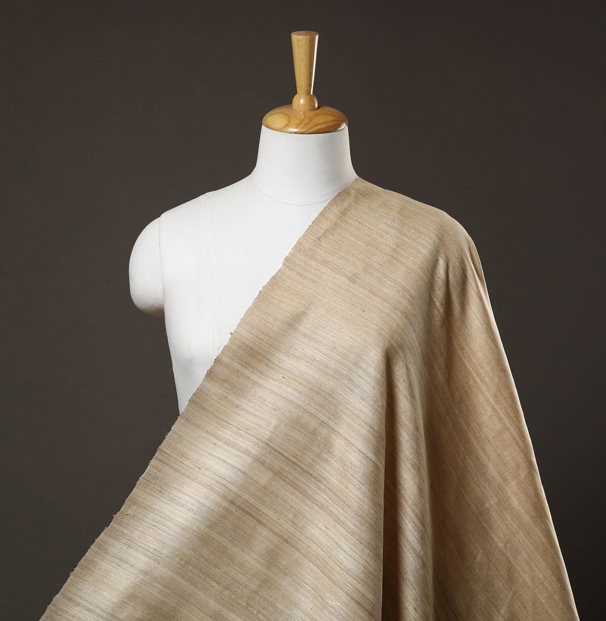 ITOKRI CRAFTS INITIATIVE Beige - Authentic Handwoven Tussar Silk Bhagalpuri Fabric 14