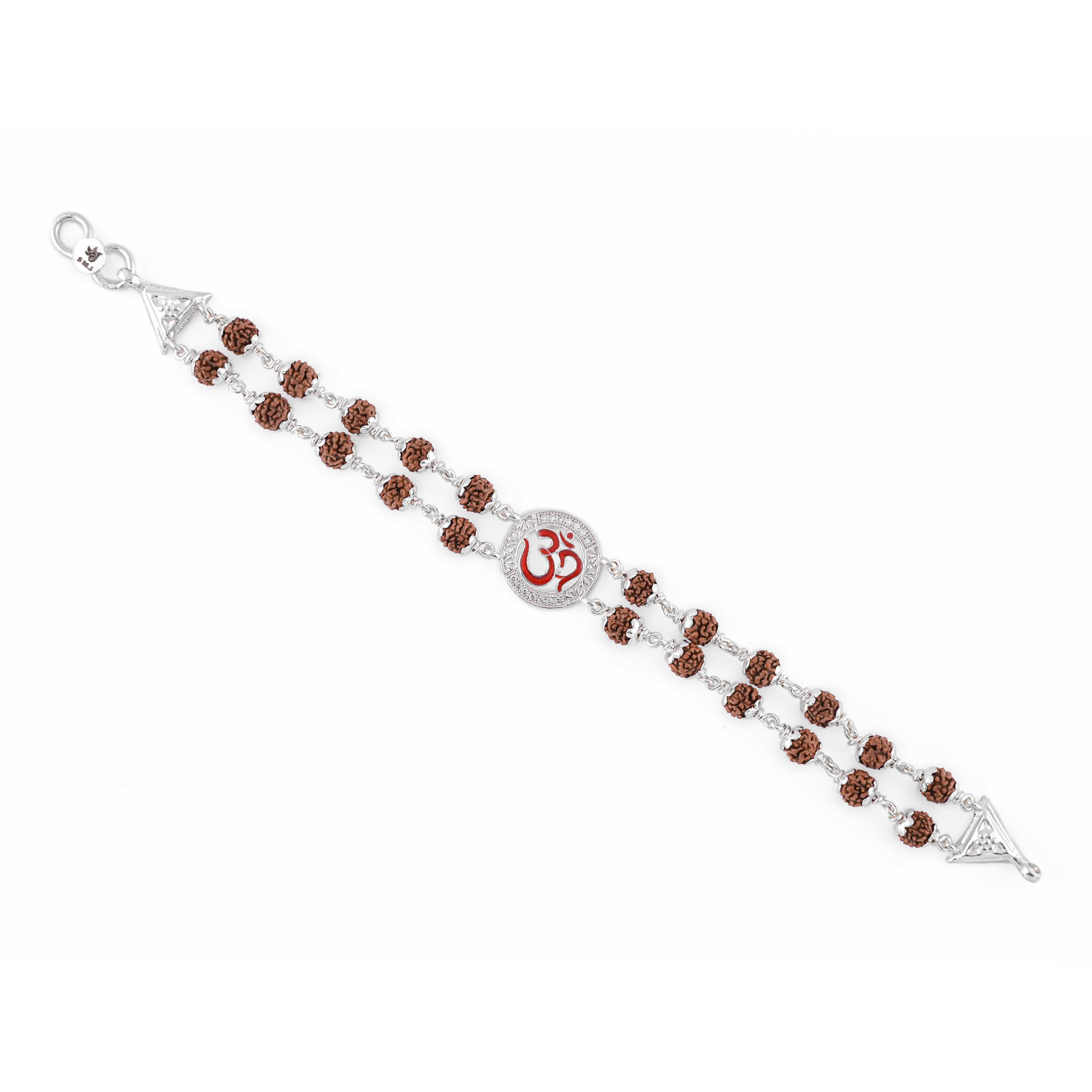 Prinjal Jewellers Rudraksha Silver Om in Round Shape double line Bracelet - view 4