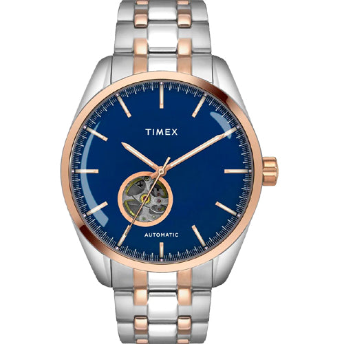 Timex E Class Men's Blue Dial Round Case Automatic Function Watch 44mm TWEG17506