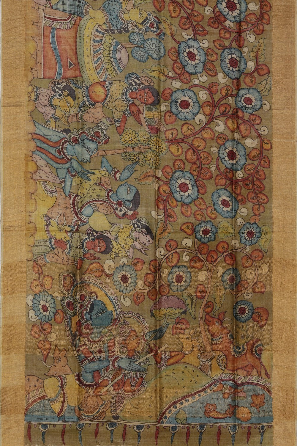 Kalanjali Kalamkari Hand-Painted Tussar Silk Saree - view 4
