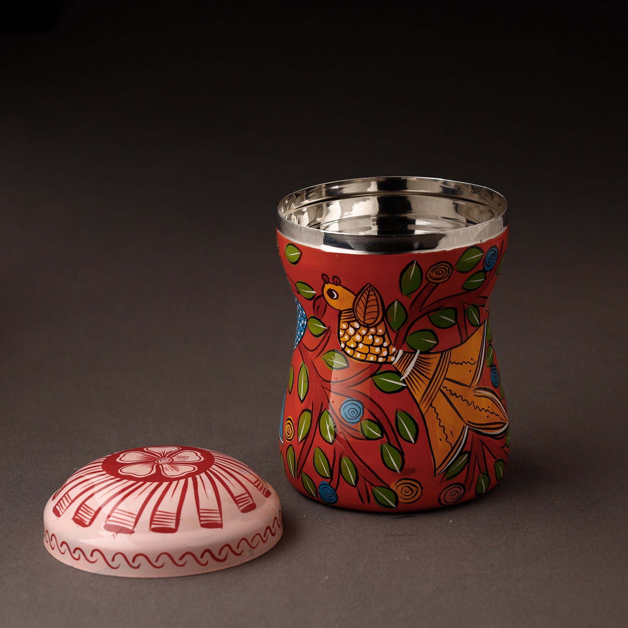 AAYAAS Bengal Patua Handpainted Stainless Steel Multi Utility Container - view 2