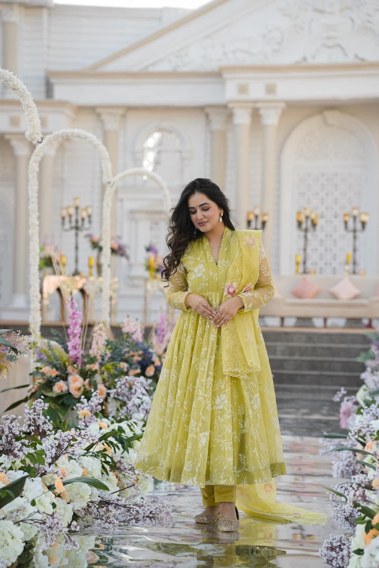 Idaho-o Faded yellow organza suit set - view 4